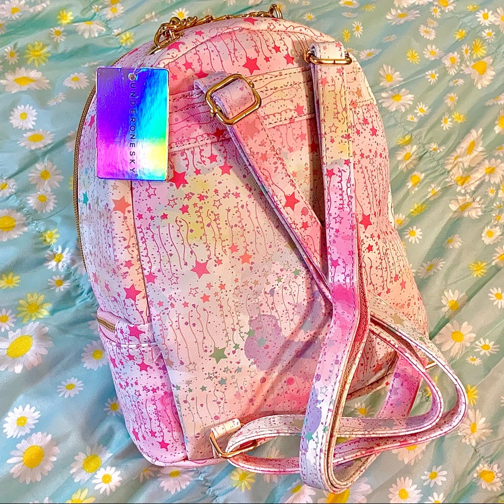 Pink Rainbow Stars & Ribbons Mini Backpack w/ Bow - Picture 5 of 9